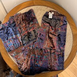 NATURAL LIFE Multicolor Patchwork Velvet Pants - Purple, Blue, Red, Brown